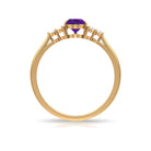 Pear Amethyst Solitaire Ring with Diamond Trio Amethyst - ( AAA ) - Quality - Rosec Jewels