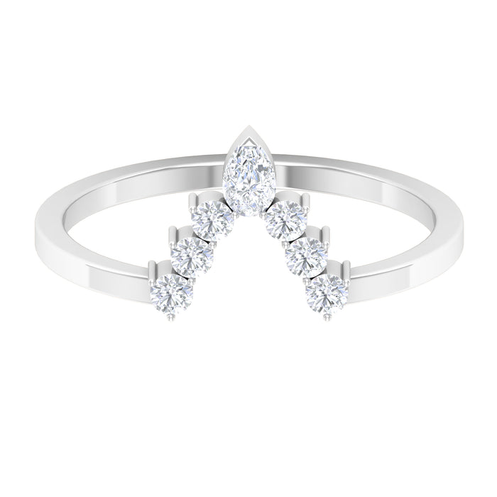 Moissanite V Shape Enhancer Wedding Band Ring Moissanite - ( D-VS1 ) - Color and Clarity - Rosec Jewels