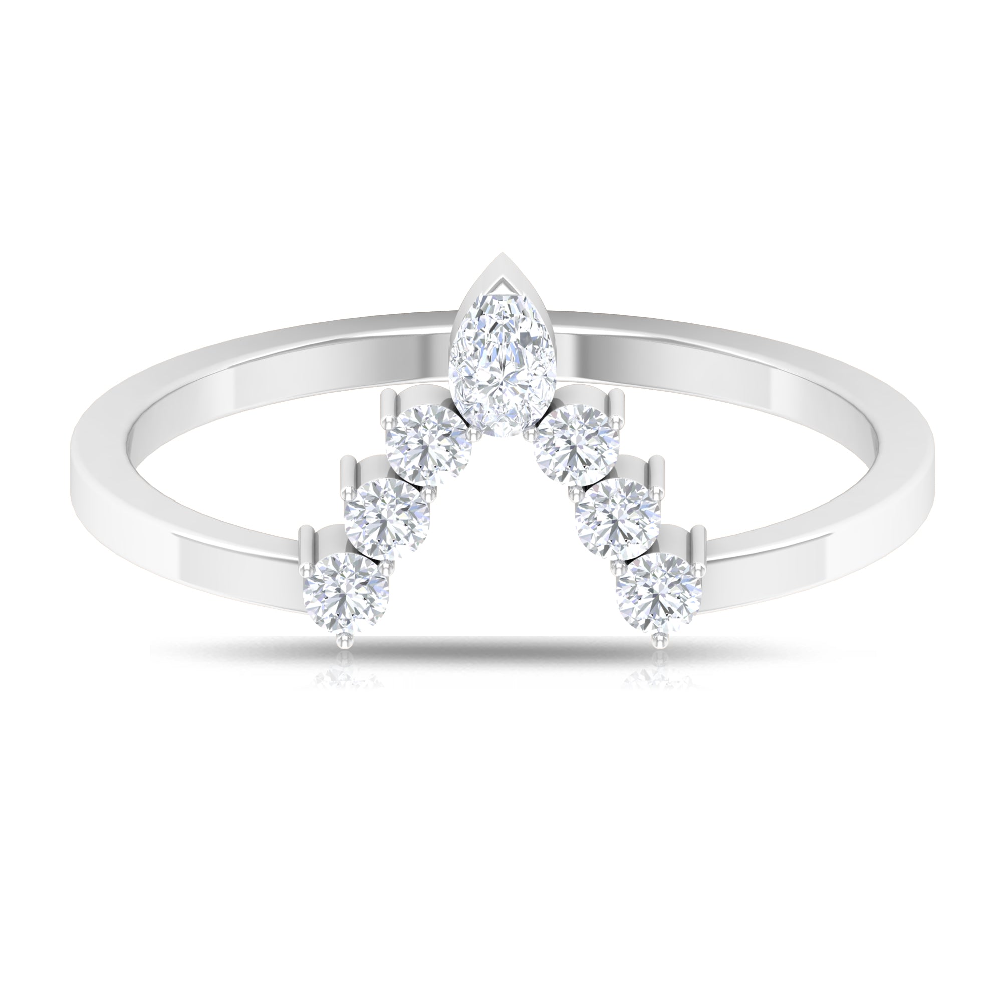 Moissanite V Shape Enhancer Wedding Band Ring Moissanite - ( D-VS1 ) - Color and Clarity - Rosec Jewels