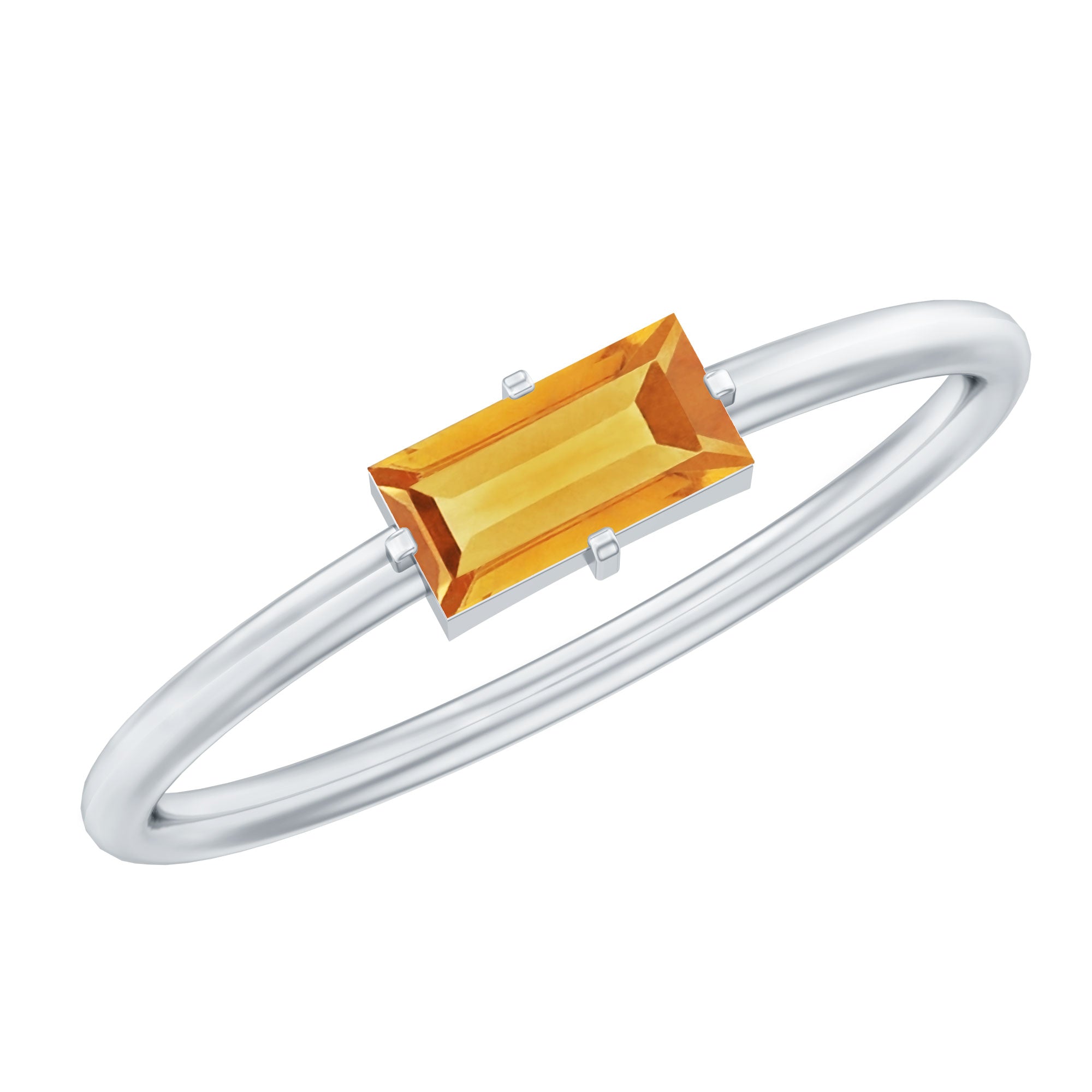 Customized Citrine Bridal Ring 14K White Gold Asscher cheapest Cut November Birthstone Ring with Channel Setting CZ