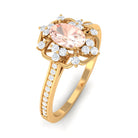 Vintage Inspired Morganite Floral Engagement Ring with Diamond Morganite - ( AAA ) - Quality - Rosec Jewels