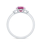 Round Pink Tourmaline Solitaire Engagement Ring with Diamond Pink Tourmaline - ( AAA ) - Quality - Rosec Jewels