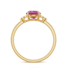 Round Pink Tourmaline Solitaire Engagement Ring with Diamond Pink Tourmaline - ( AAA ) - Quality - Rosec Jewels