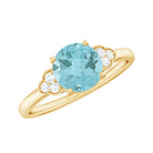 Sky Blue Topaz Solitaire Engagement Ring with Diamond Trio Sky Blue Topaz - ( AAA ) - Quality - Rosec Jewels