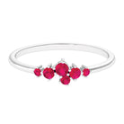 Natural Ruby Cluster Promise Ring Ruby - ( AAA ) - Quality - Rosec Jewels