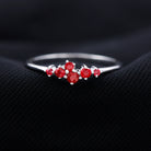 Natural Ruby Cluster Promise Ring Ruby - ( AAA ) - Quality - Rosec Jewels