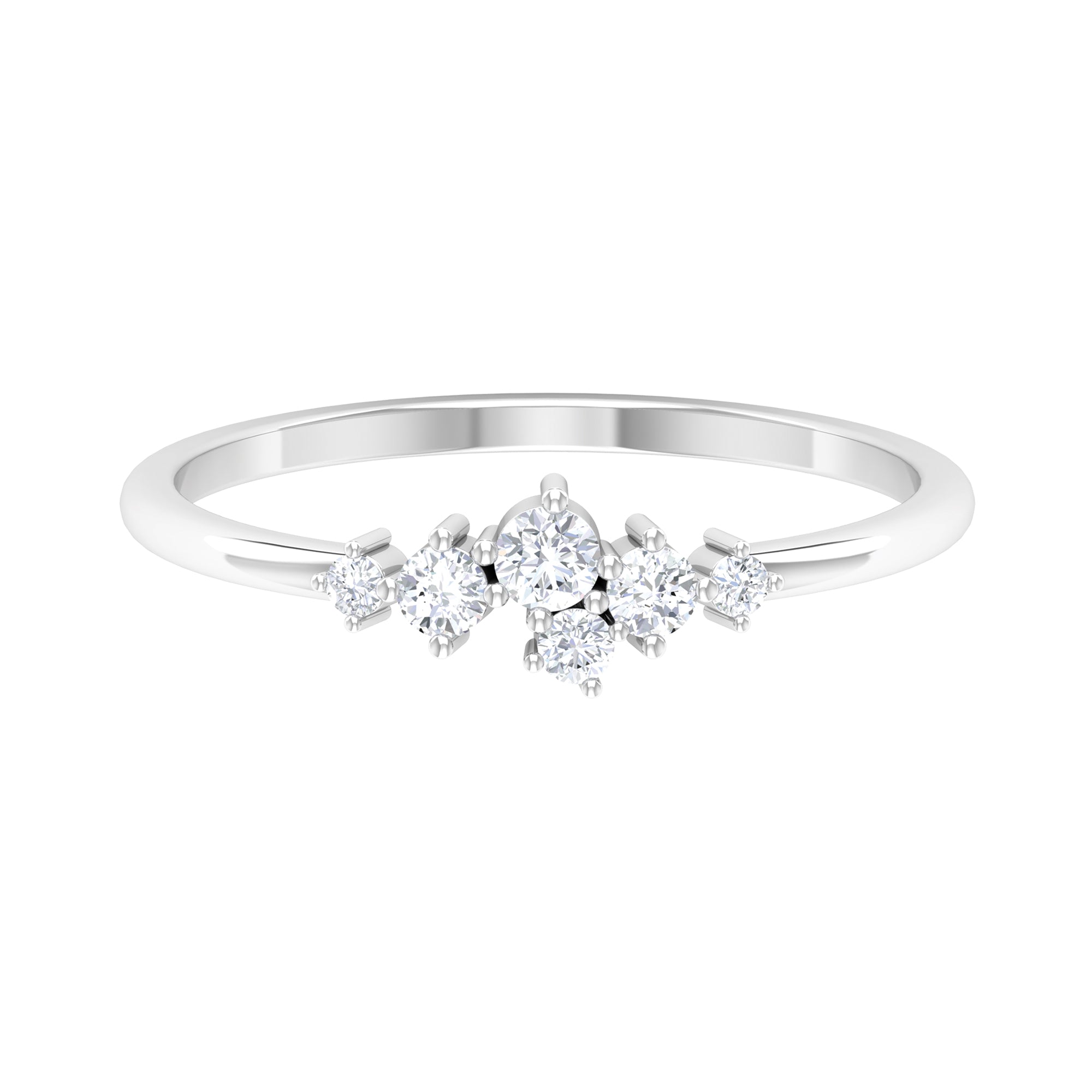 1/4 CT Moissanite Cluster Promise Ring Moissanite - ( D-VS1 ) - Color and Clarity - Rosec Jewels