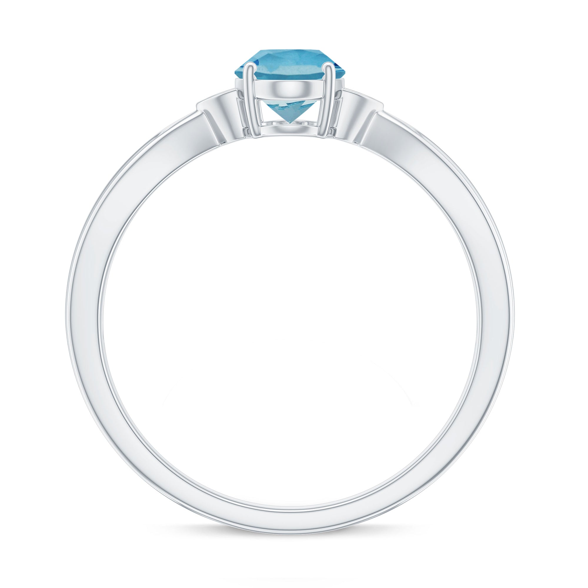 Oval Cut Real Aquamarine Solitaire Ring with Diamond Aquamarine - ( AAA ) - Quality - Rosec Jewels