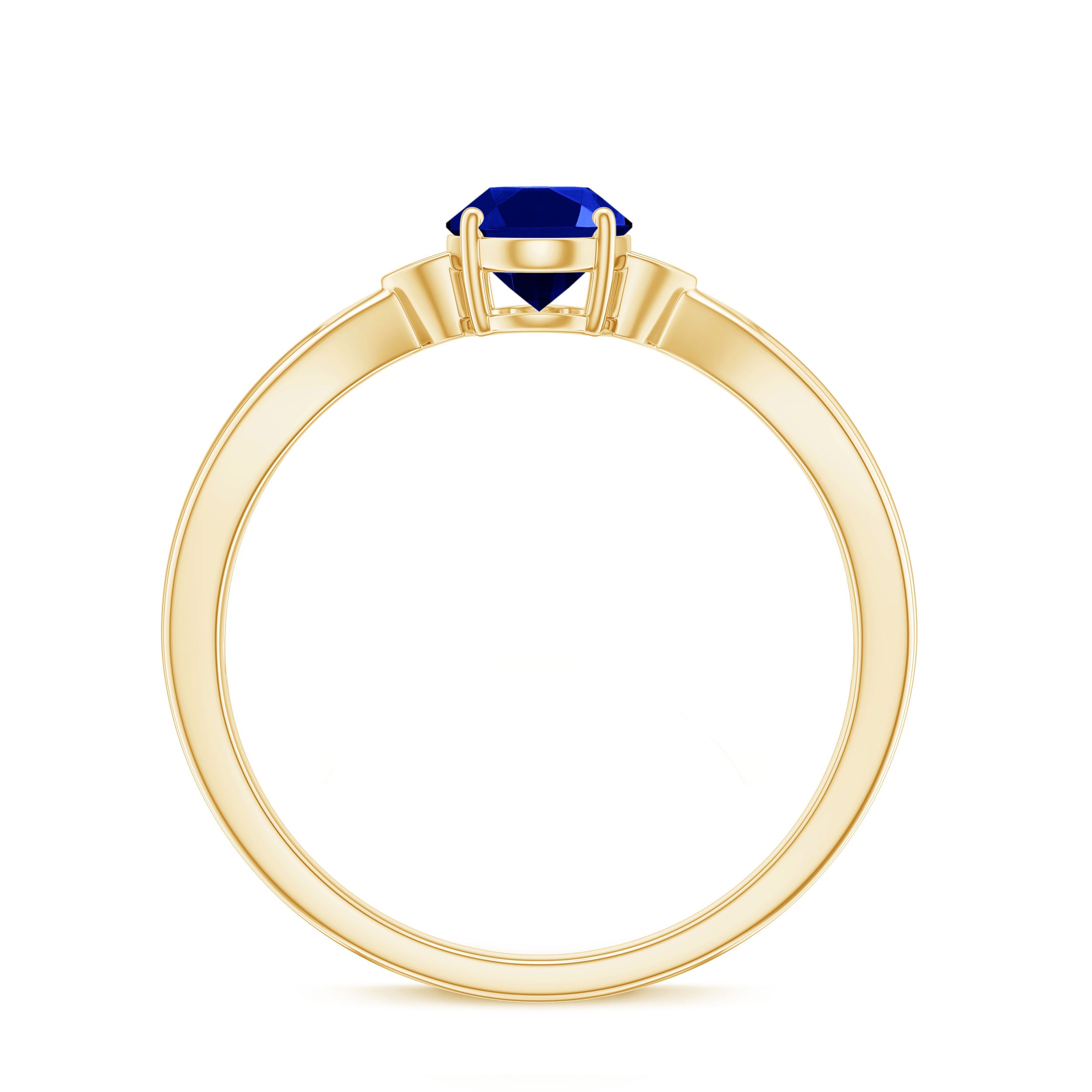 Rosec Jewels-Oval Cut Lab Grown Blue Sapphire Solitaire Ring with Diamond