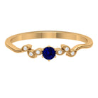 1/4 CT Blue Sapphire and Diamond Leaf Branch Promise Ring Blue Sapphire - ( AAA ) - Quality - Rosec Jewels