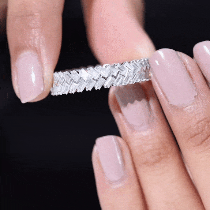 Baguette Cut Moissanite Braided Eternity Band Ring Moissanite - ( D-VS1 ) - Color and Clarity - Rosec Jewels