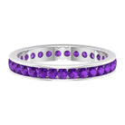 Round Shape Amethyst Eternity Ring in Channel Setting Amethyst - ( AAA ) - Quality - Rosec Jewels