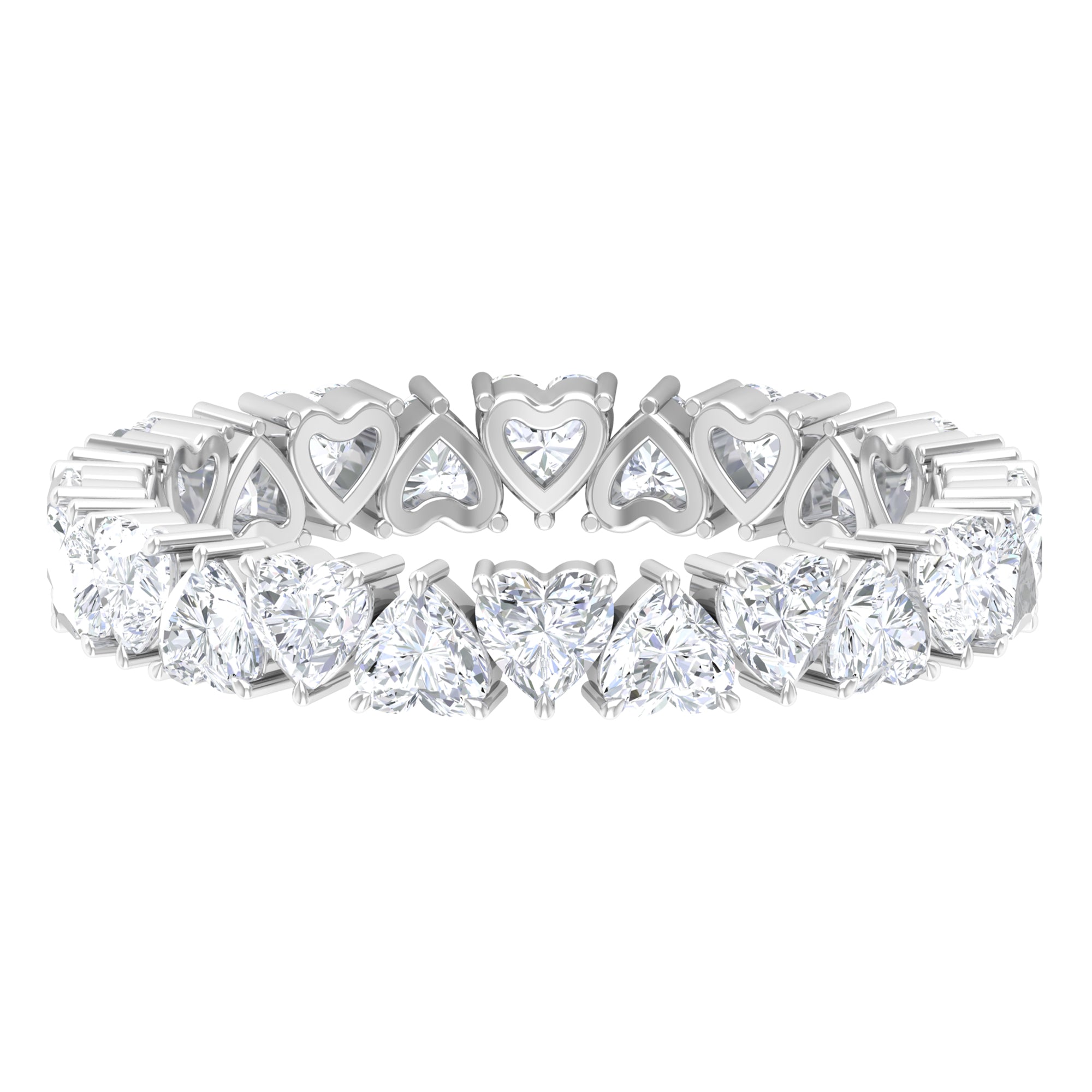 Rosec Jewels-Claw Set Certified Moissanite Heart Eternity Band Ring in Gold