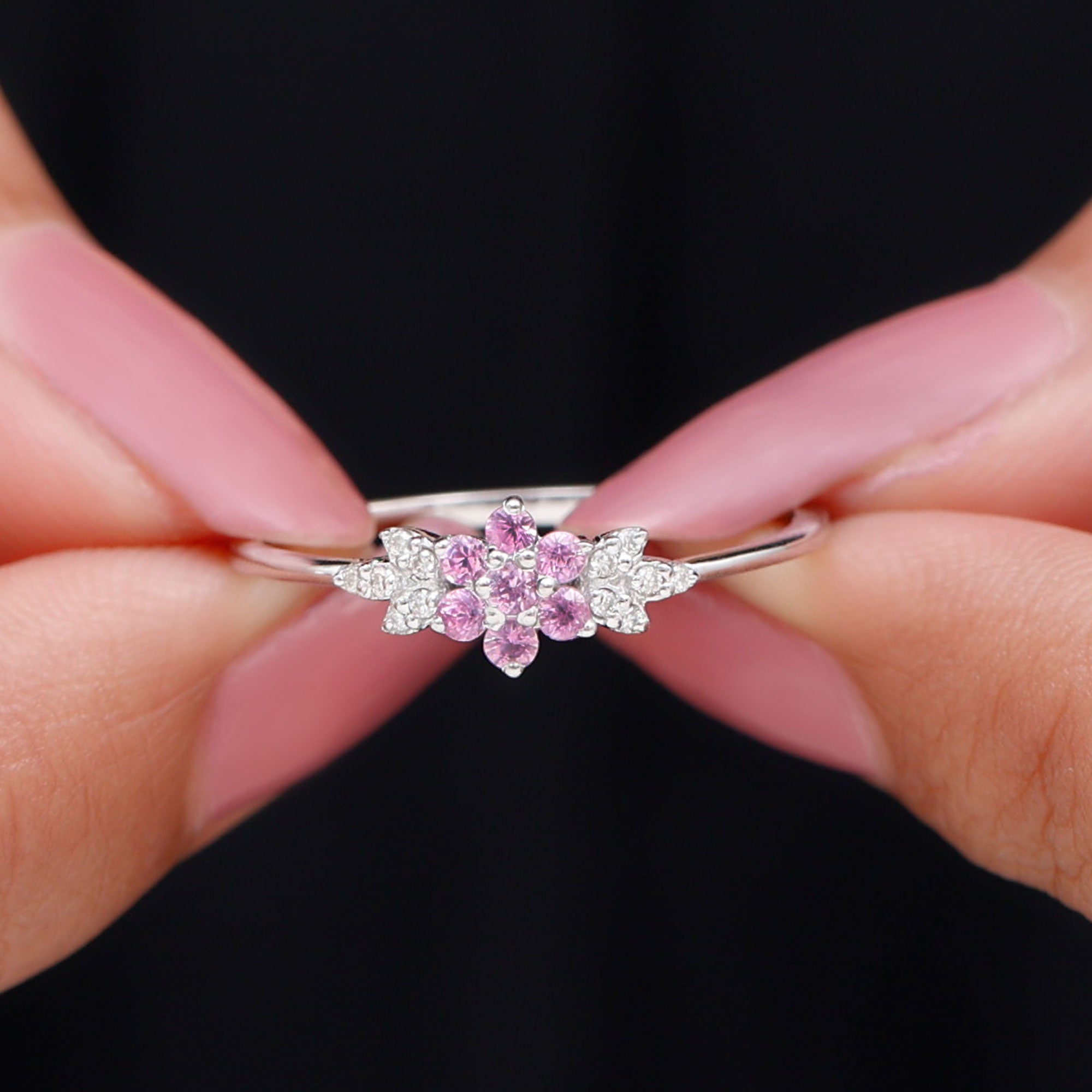 Pink sapphire flower ring store