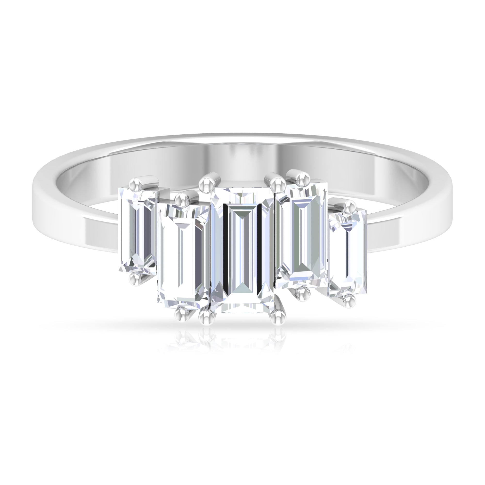 Rosec Jewels-Baguette Moissanite 5 Stone Anniversary Ring