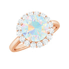 2.50 CT Round Shape Ethiopian Opal and Diamond Engagement Ring Ethiopian Opal - ( AAA ) - Quality - Rosec Jewels