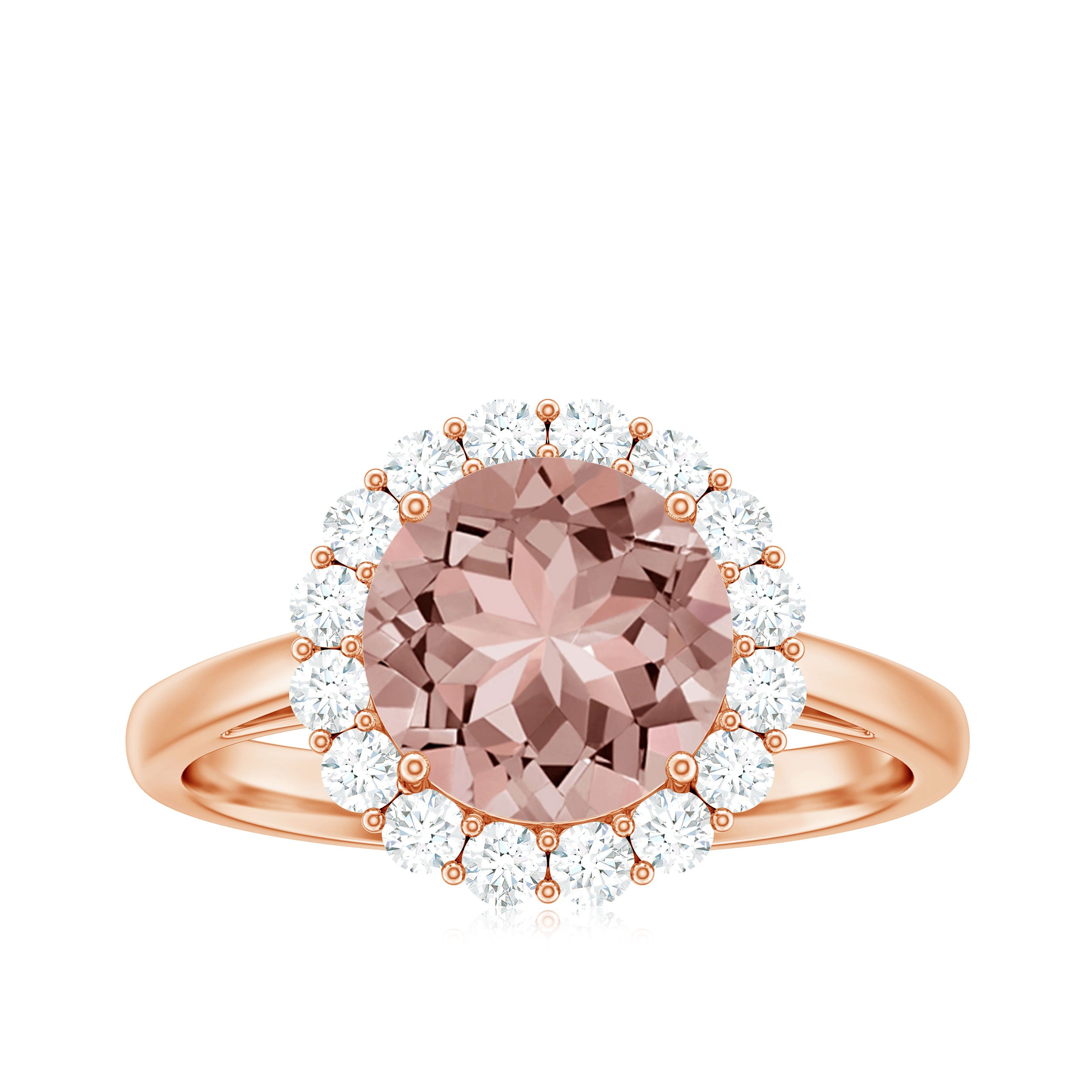 Rosec Jewels-2.50 CT Round Shape Morganite and Diamond Engagement Ring