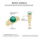 Antique Style Lab Grown Emerald and Diamond Solitaire Ring Lab Created Emerald - ( AAAA ) - Quality - Rosec Jewels