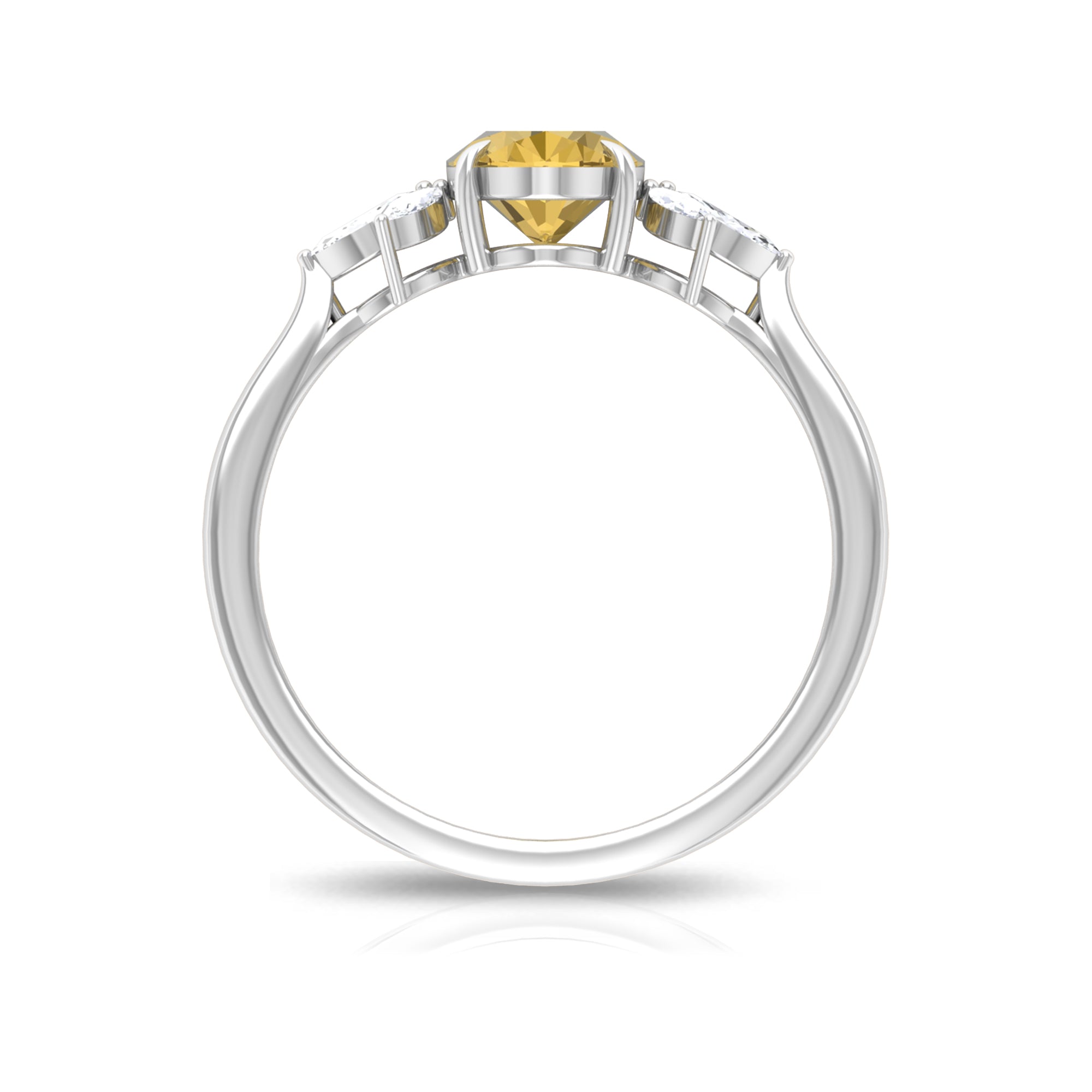 Claw Set Oval Citrine Solitaire Ring with Marquise Diamond Trio Citrine - ( AAA ) - Quality - Rosec Jewels