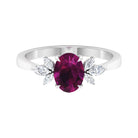 2 CT Claw Set Oval Rhodolite Solitaire Ring with Diamond Rhodolite - ( AAA ) - Quality - Rosec Jewels