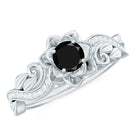 Rosec Jewels-Flower Inspired Black Onyx and Diamond Engagement Ring