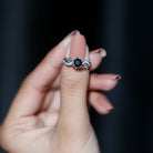 Flower Inspired Black Onyx and Diamond Engagement Ring Black Onyx - ( AAA ) - Quality 92.5 Sterling Silver 5 - Rosec Jewels