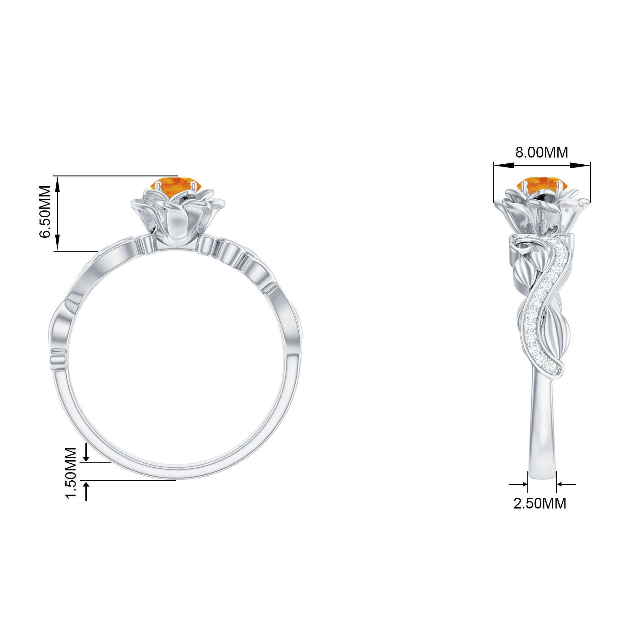 Flower Inspired Orange Sapphire and Diamond Engagement Ring Orange Sapphire - ( AAA ) - Quality - Rosec Jewels