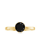 Lab-Created Black Diamond Solitaire Ring in Lotus Basket Setting Lab Created Black Diamond - ( AAAA ) - Quality - Rosec Jewels