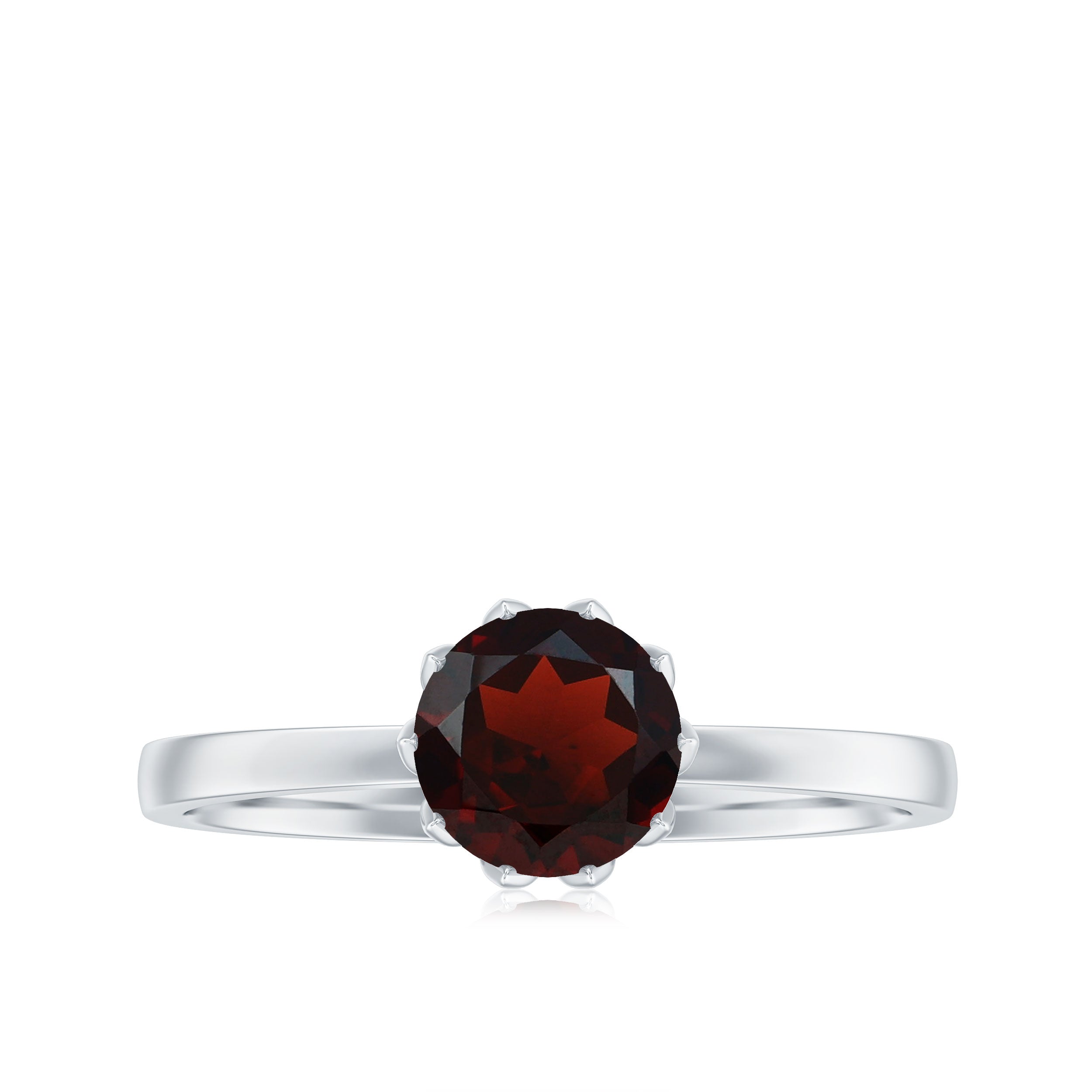 1 CT Natural Garnet Solitaire Ring in Lotus Basket Setting Garnet - ( AAA ) - Quality - Rosec Jewels