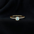 Simple Ethiopian Opal and Diamond Solitaire Ring Ethiopian Opal - ( AAA ) - Quality - Rosec Jewels