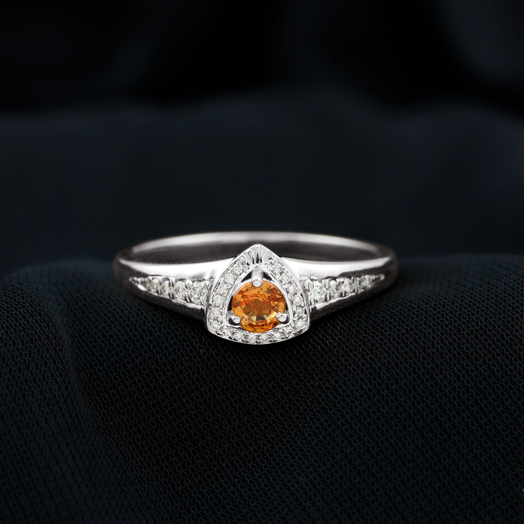 Vintage Inspired Orange Sapphire and Diamond Anniversary Ring Orange Sapphire - ( AAA ) - Quality - Rosec Jewels