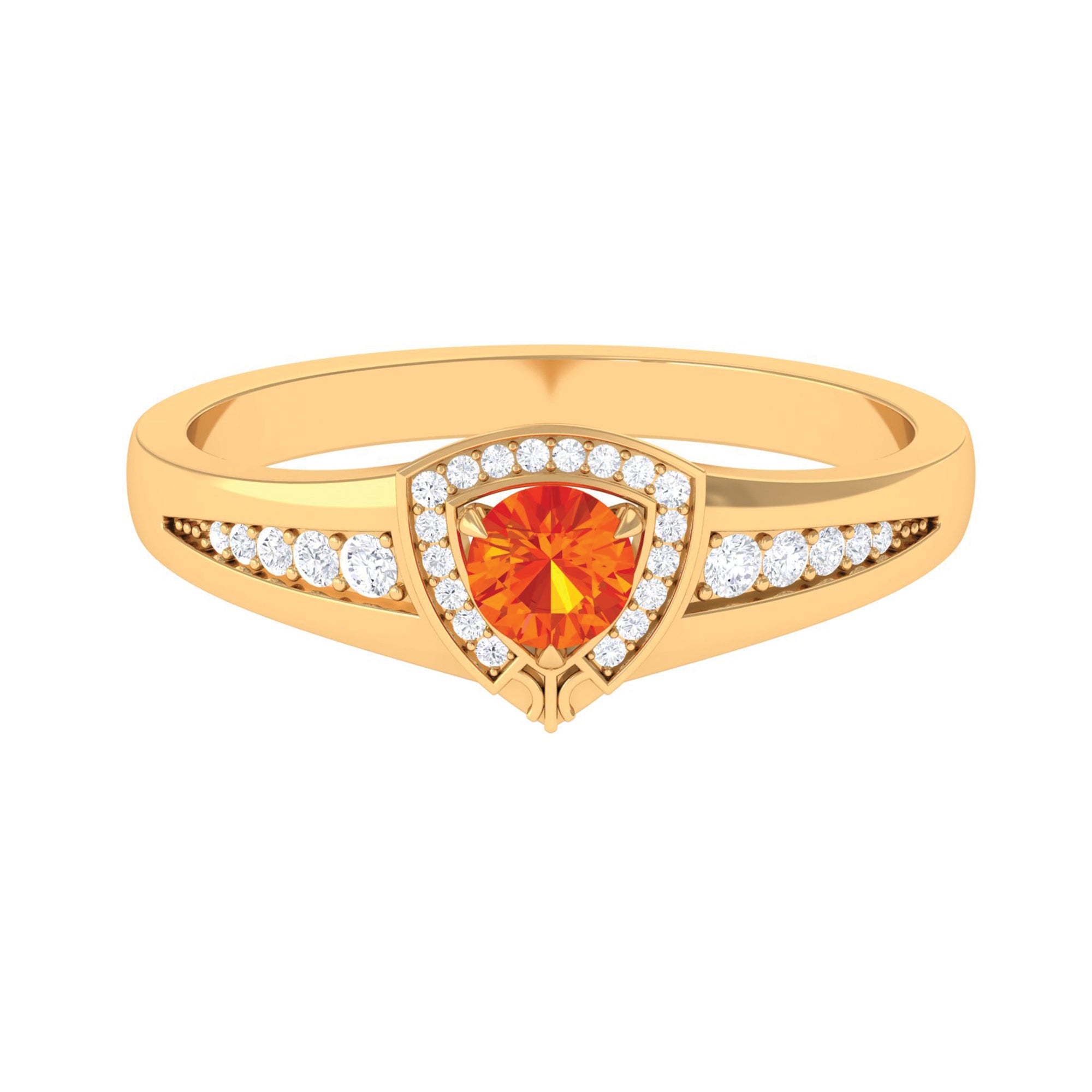 Vintage Inspired Orange Sapphire and Diamond Anniversary Ring Orange Sapphire - ( AAA ) - Quality - Rosec Jewels