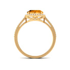 Oval Cut Citrine East West Engagement Ring with Diamond Halo Citrine - ( AAA ) - Quality - Rosec Jewels
