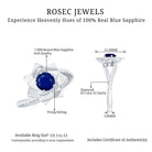 Real Blue Sapphire and Diamond Flower Ring with Bypass Shank Blue Sapphire - ( AAA ) - Quality - Rosec Jewels