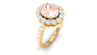 Oval Shape Morganite Engagement Ring with Diamond Halo Morganite - ( AAA ) - Quality - Rosec Jewels