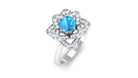 Swiss Blue Topaz and Diamond Floral Engagement Ring Swiss Blue Topaz - ( AAA ) - Quality - Rosec Jewels