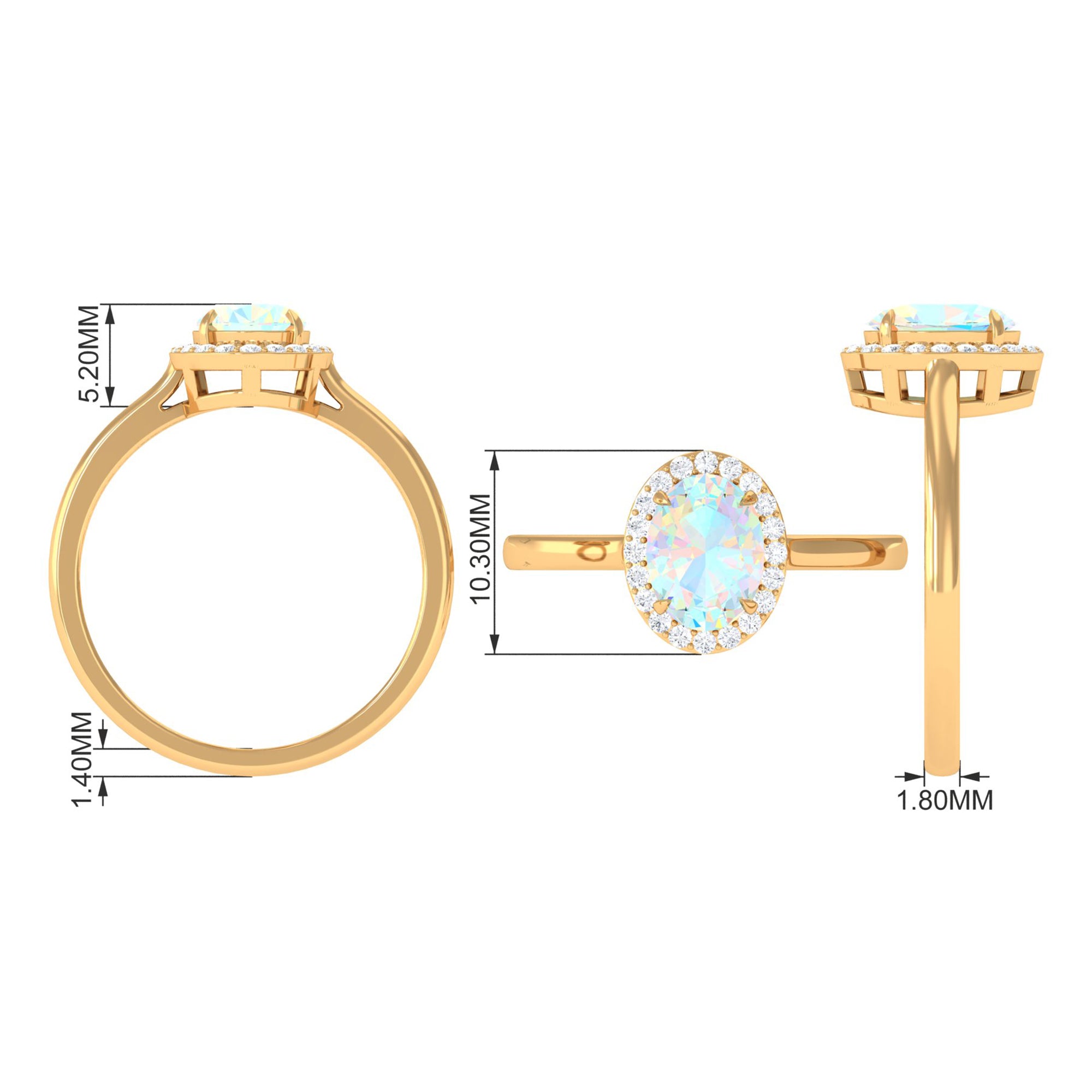 1.50 CT Oval Shape Ethiopian Opal Engagement Ring with Diamond Halo Ethiopian Opal - ( AAA ) - Quality - Rosec Jewels