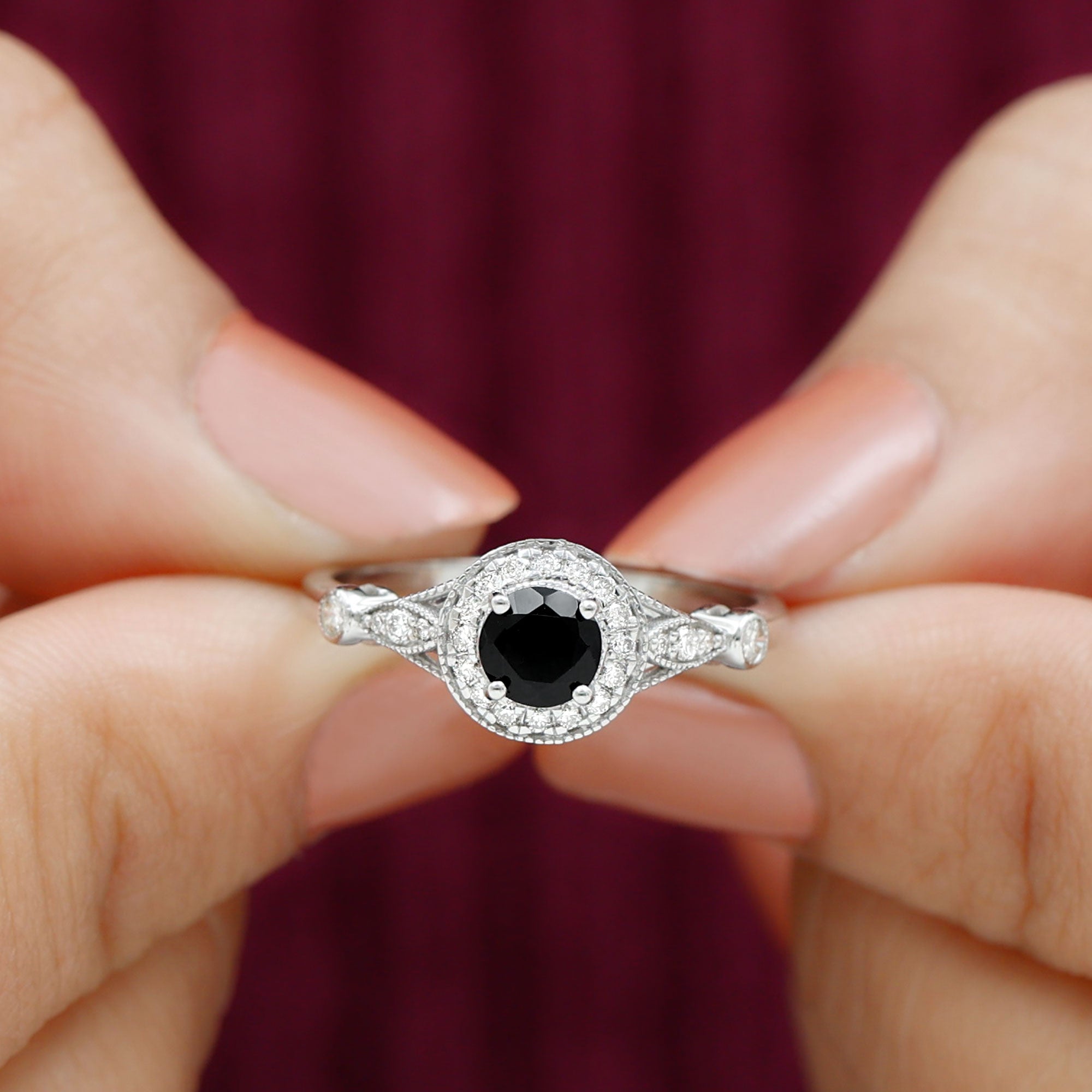 Iconic Retro VVS1 Diamond Engagement Ring / Circa 1920-25s Vintage Black Onyx Antique Ring / on sale 935 Argentium Silver Wedding Ring Antique Ring