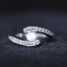 Moonstone Bypass Engagement Ring with Diamond Moonstone - ( AAA ) - Quality - Rosec Jewels