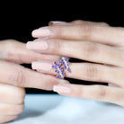 Amethyst and Diamond Wrap Leaf Ring Amethyst - ( AAA ) - Quality - Rosec Jewels