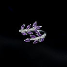 Amethyst and Diamond Wrap Leaf Ring Amethyst - ( AAA ) - Quality - Rosec Jewels