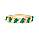 1.50 CT Certified Created Emerald Half Eternity Ring with Moissanite Lab Created Emerald - ( AAAA ) - Quality - Rosec Jewels