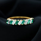 1.50 CT Certified Created Emerald Half Eternity Ring with Moissanite Lab Created Emerald - ( AAAA ) - Quality - Rosec Jewels