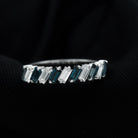 Tilted Baguette Cut London Blue Topaz and Moissanite Half Eternity Ring London Blue Topaz - ( AAA ) - Quality - Rosec Jewels