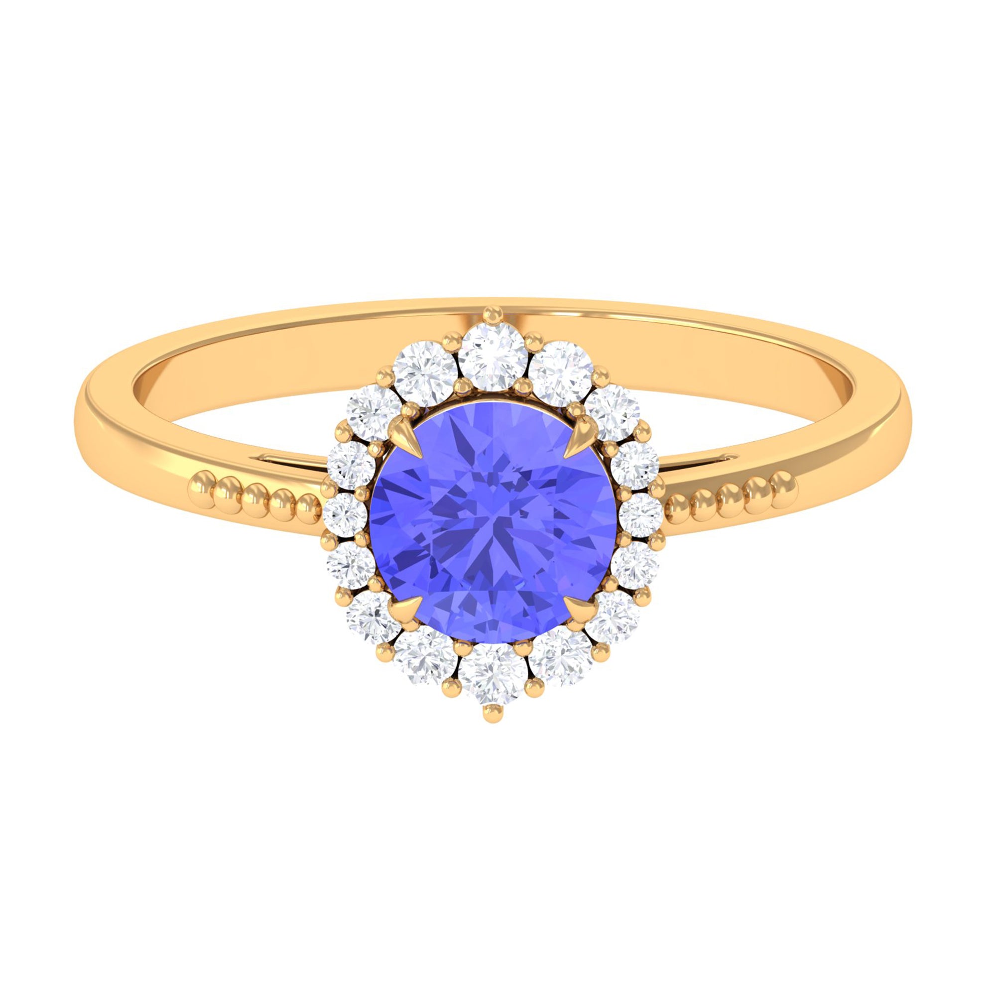 1.25 CT Natural Tanzanite Engagement Ring with Diamond Accent Tanzanite - ( AAA ) - Quality - Rosec Jewels