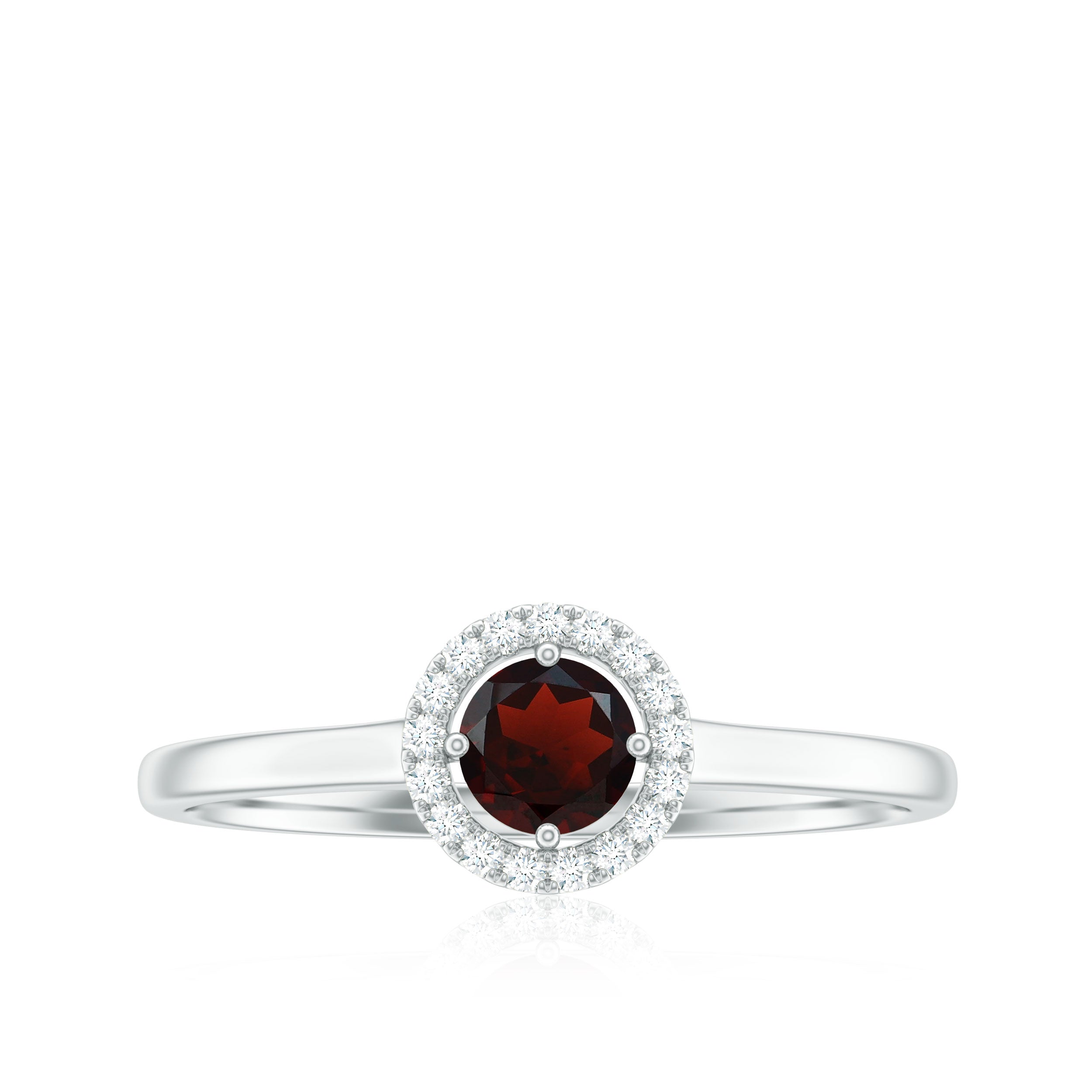 1/2 CT Certified Garnet and Diamond Floating Halo Promise Ring Garnet - ( AAA ) - Quality - Rosec Jewels