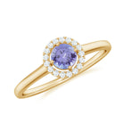 Natural Tanzanite Promise Ring with Diamond Halo Tanzanite - ( AAA ) - Quality - Rosec Jewels