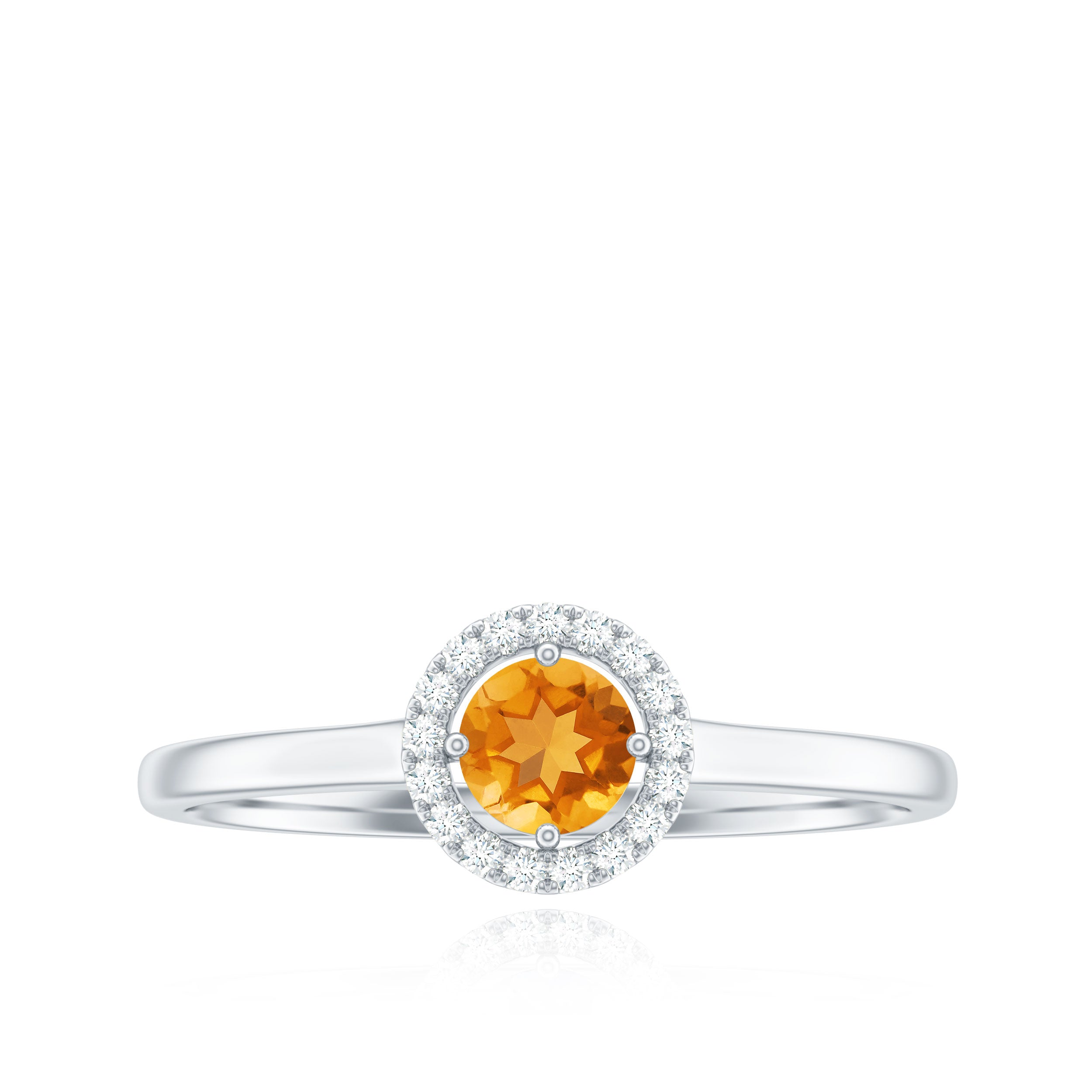 Rosec Jewels-Elegant Citrine Promise Ring with Diamond Halo
