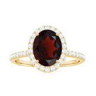 Oval Shape Garnet and Diamond Halo Engagement Ring Garnet - ( AAA ) - Quality - Rosec Jewels