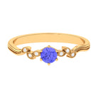 Minimal Leaf Promise Ring with Tanzanite and Diamond Tanzanite - ( AAA ) - Quality - Rosec Jewels